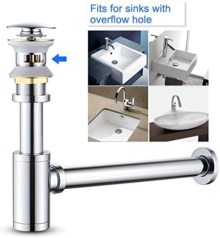1-1/4" Bottle Trap Pop-Up Drain Stopper P-Trap Kit Chrome - Image 2