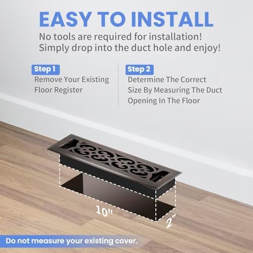 Howeall 2x10 Inches Heavy Duty Walkable Floor Register Easy Adjust Air Supply - Image 6