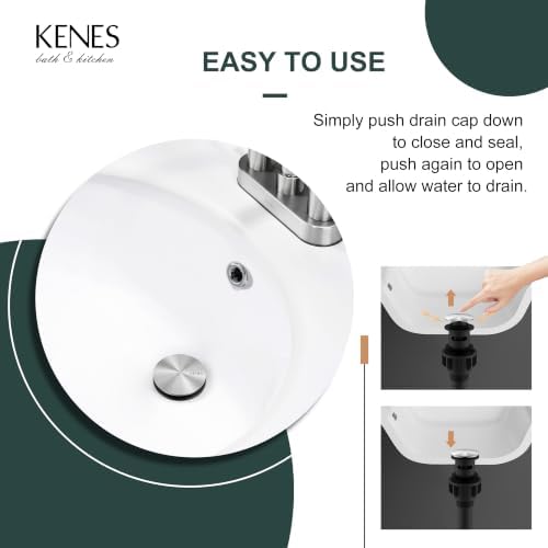 KENES Brushed Nickel Bathroom Sink Drain Pop Up Sink Drain - Image 5
