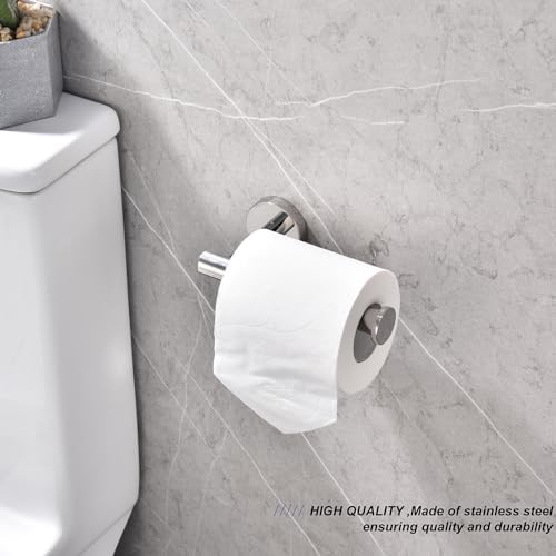 TASTOS Polished Chrome Toilet Paper Holder SUS304 Stainless Steel, Modern Round - Image 2