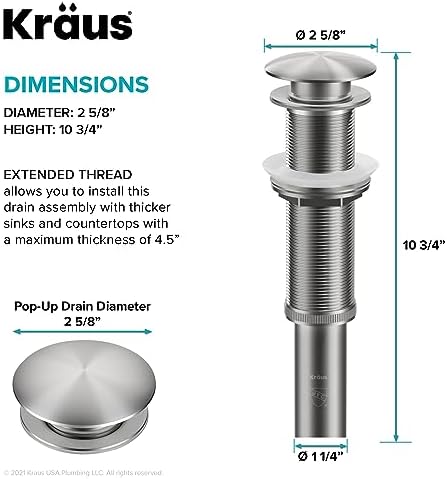 KRAUS Pop-Up Drain in Satin Nickel - Image 3