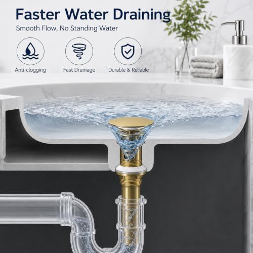 Metal Pop Up Bathroom Sink Drain - Image 3