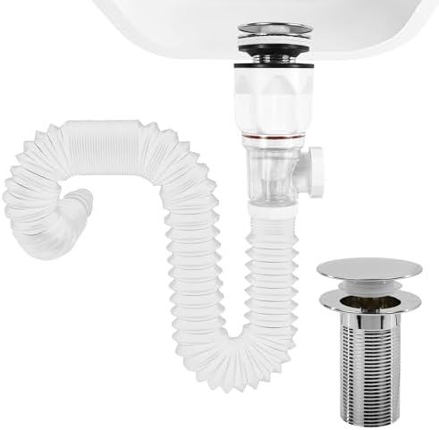 Bathroom White Sink Drain Kit, by Rackickyer