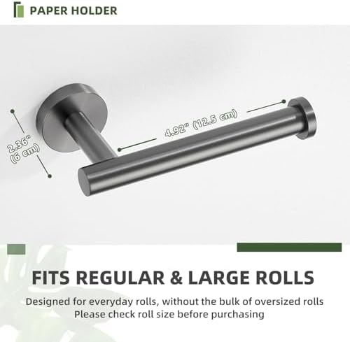 APLusee Toilet Paper Holder for Restroom, Gunmetal Gray, Wall Mounted - Image 4