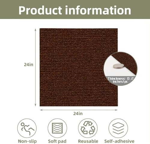 24 * 24in Peel and Stick Carpet Tiles, Self Adhesive Floor Squares - Image 2