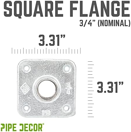 PIPE DECOR 3/4 in. Square Floor Flange, Authentic Galvanized Malleable Iron - Image 2