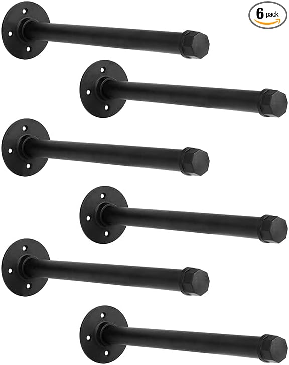 Industrial Black Iron Pipe Shelf Brackets Wall Mount DIY Shelving Brackets Pipe by YCCO