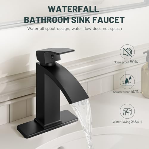Matte Black Waterfall Bathroom Faucets - Image 3