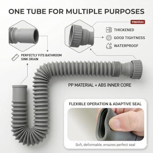 Universal 1-1/4" & 1-1/2" P Trap Drain Kit, Flexible & Expandable PP Plumbing - Image 4