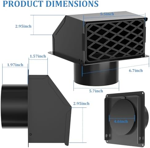 4 inch Dryer Vent Cover Outdoor, Wall Vent Cover - Image 2