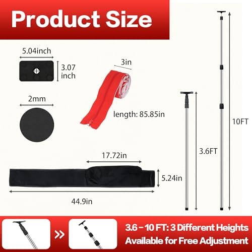 4 Pack Dust Barrier Poles Kit, 10Ft Adjustable Steel Telescoping Poles - Image 2