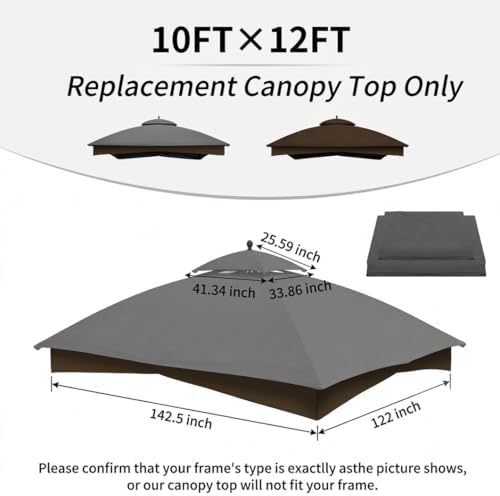 10' x 12' Gazebo Canopy Replacement Top, Cover Only - Image 6