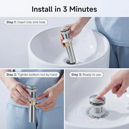 Bathroom Sink Drain, Drain Stopper Bathroom Sink Without Overflow, Assembly - Image 6