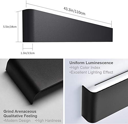 Aipsun 43.3in/40W Modern Black Vanity Light Fixtures LED Black Bathroom Wall - Image 2