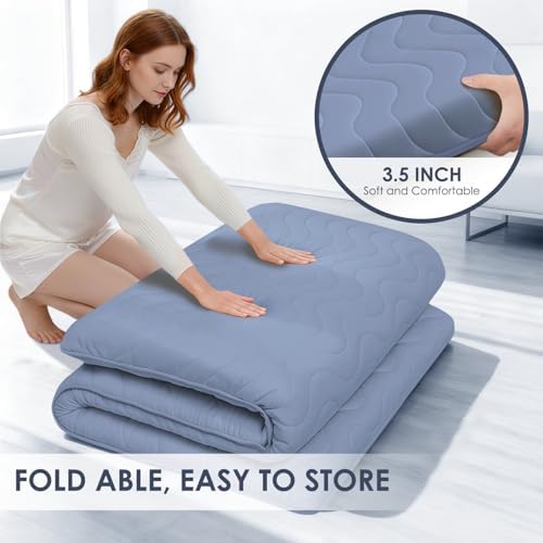 SCHNAUZER HOME Japanese Floor Mattress Futon Mattress Twin 3.5" Thick Blue - Image 5