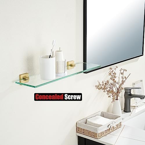 JQK Bathroom Glass Shelf, Floating Tempered Glass Shower Storage 20 by 5 inches - Image 5