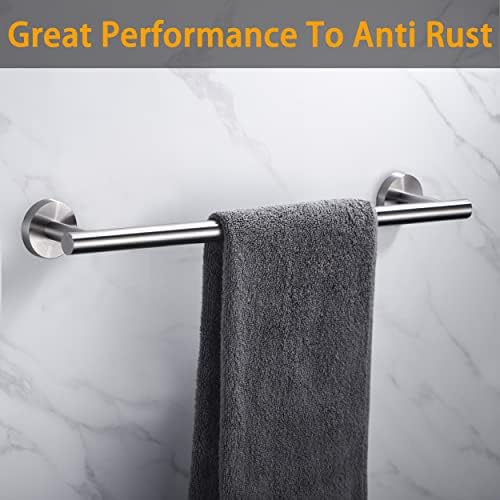Nolimas Brushed Nickel Bath Towel Bar Single Bars Towel Rack Rod Classic Wall - Image 5