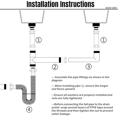 Double Bowl Kitchen Sink Drain Kit – End Outlet Waste - Image 6