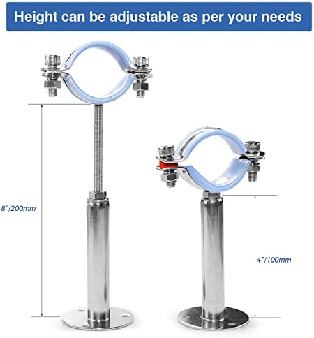 AKIHISA 2 Pcs 304 Stainless Steel Pipe Supports, Wall Mount Ceiling Mount Pipe - Image 3