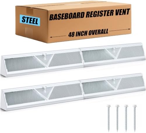 Yaocom 2 Pack 48 Inch Baseboard Register Vent Covers 48" Duct Opening Size by Yaocom
