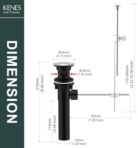 KENES Chrome Bathroom Sink Drain Stopper Assembly - Image 6