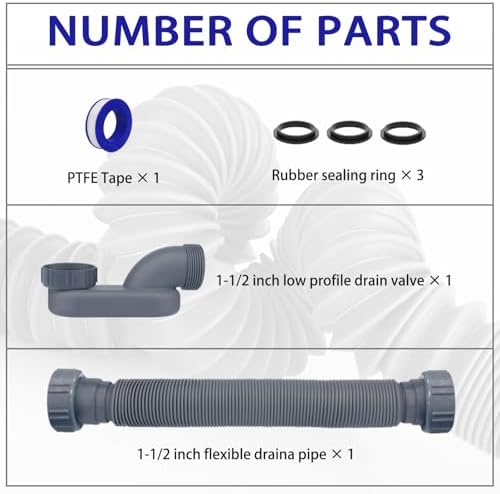 Low Profile 1 1/2 "P Trap Tub Drain Pipe, Flexible Low Profile Shower Drain - Image 5