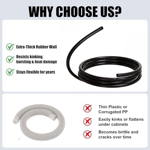 5/8 Inch ID Dishwasher Drain Hose, 6 FT Heavy-Duty Rubber Hose - Image 5