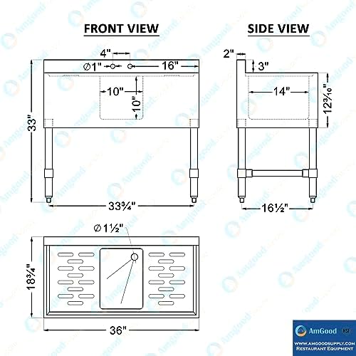 36 in. x 19 in. Stainless Steel Underbar Sink - Image 4