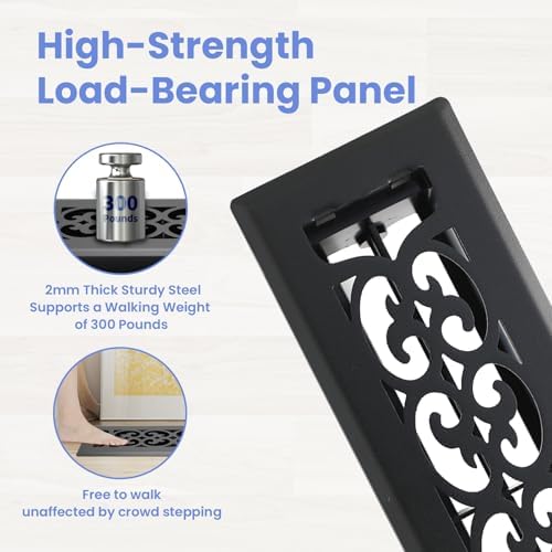 Howeall 2x10 Inches Heavy Duty Walkable Floor Register Easy Adjust Air Supply - Image 2