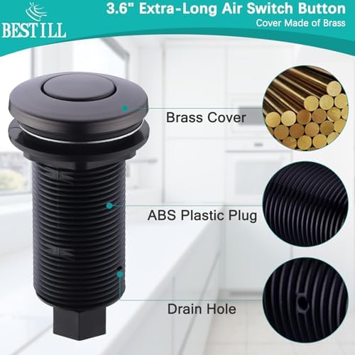 Garbage Disposal Air Switch Kit, Gunmetal Gray Sink Top On/Off Push Button - Image 4