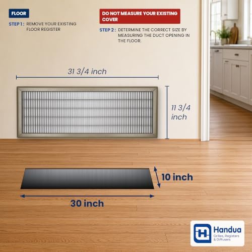 Fits 10x30 and 30x10 Duct Opening | Return Air Floor Grille by Handua | - Image 2
