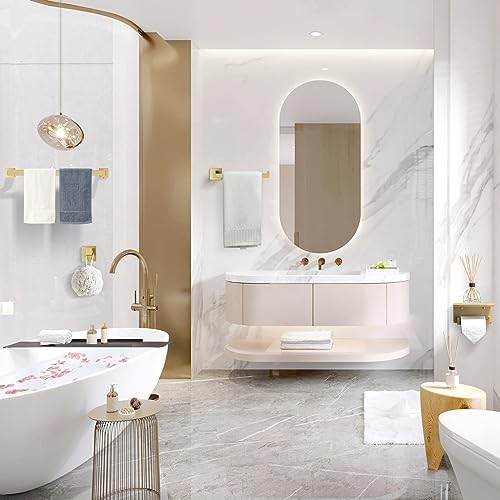 TURS Brushed Gold Bathroom Hardware Set 4-Piece Bath Towel Bar Set 24 Inch - Image 6