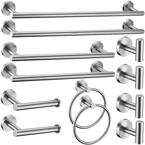 12 Pieces Brushed Nickel Bathroom Hardware Accessories Set Hand Towel Ring by Meetuniquestylesandneeds