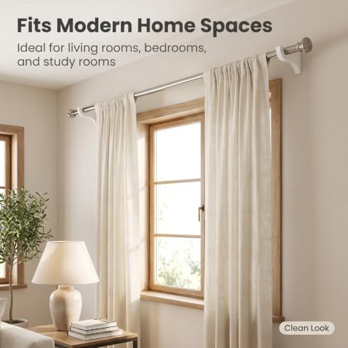 6 Pack White Curtain Hooks for Wall, Wooden Shower Rod Holder - Image 7