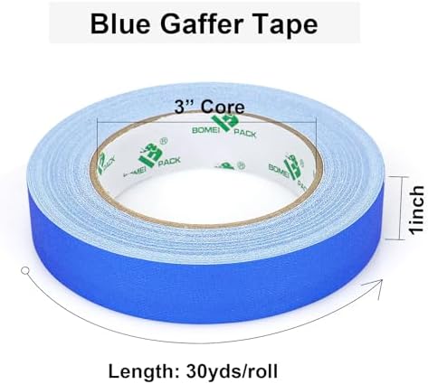 BOMEI PACK Blue Gaffer Tape, Matte Non-Reflective, 1inch x 30yds No Residue - Image 3