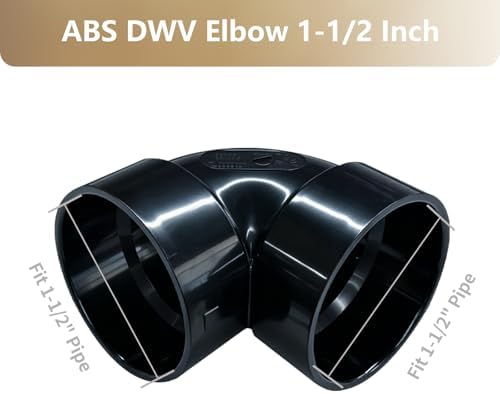 LESSO 2PCS 1-1/2" Elbow ABS Pipe, 90 Degree 1.5 Inch, SCH40 Black - Image 2