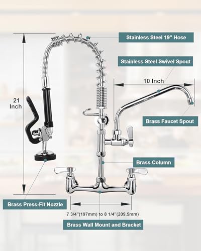 ALEASHA 21" Commercial Sink Faucet Wall Mount - Image 2