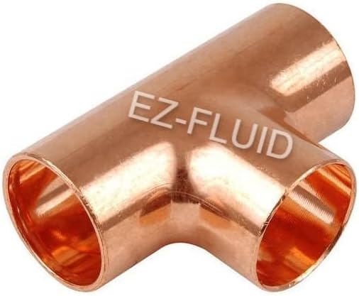 EZ-FLUID Plumbing 1-1/2" Copper Tee, C X C Sweat Solder Copper Tee, Pressure by EZ-FLUIDPlumbingProducts