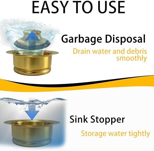 Garbage Disposal Flange with Stopper, 3-1/2" Sink Drain, Brushed Gold - Image 5