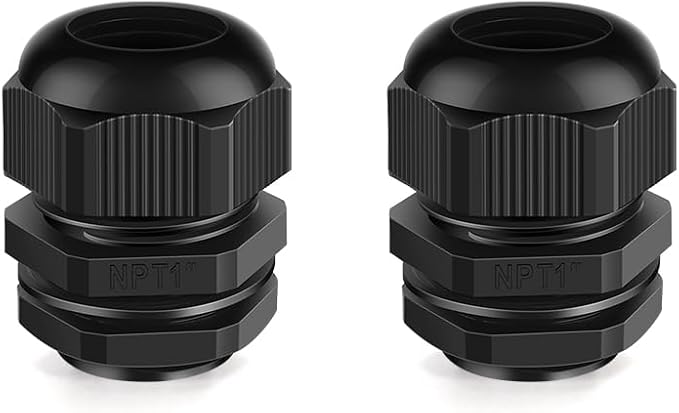 Cable Gland 2 Pack 1" NPT Waterproof Adjustable Connector Strain Relief Cord by CGELE