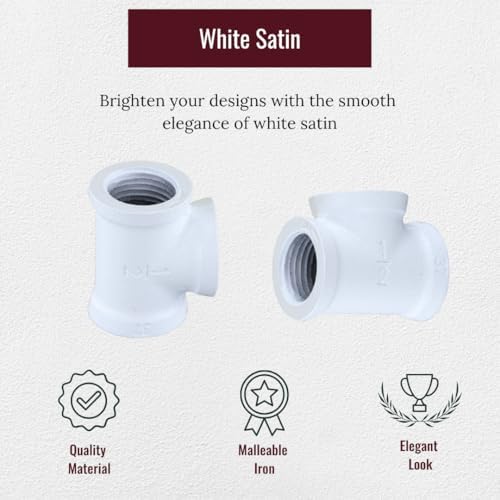 1/2" TEE Industrial Threaded Black Iron Pipe Fittings; White Satin Finish - Image 2
