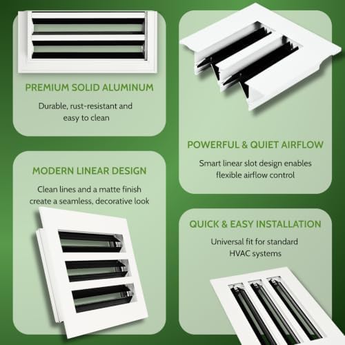 Modern Air Vent Cover 8x8 – Slim Design Aluminum Linear Slot Diffuser, - Image 6