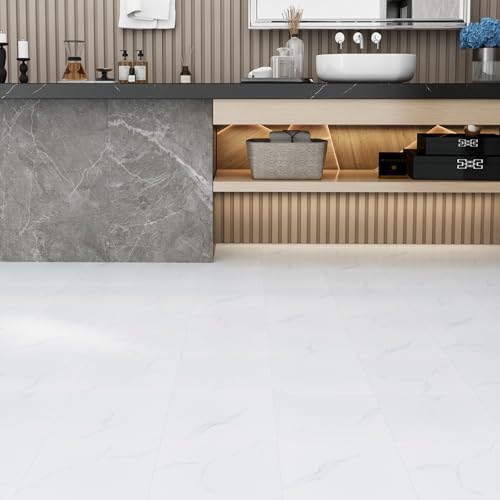 Peel and Stick Vinyl Floor Tiles | White Marble | 30 Tiles - Image 4