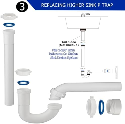 Yariwiz 1-1/4 inch White Bathroom Drain Kit - Image 5