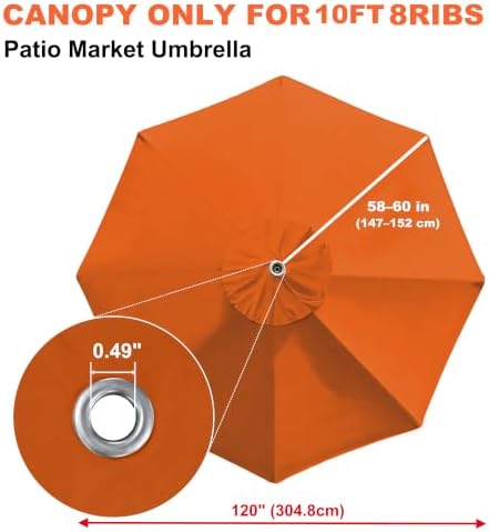 EliteShade USA 10FT Patio Umbrella Replacement Covers 8 Ribs Market Umbrella - Image 3