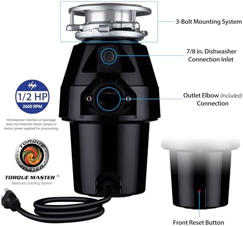 Waste Maid Garbage Disposal, Continuous Feed, 1/2 HP Mid Duty - Image 2
