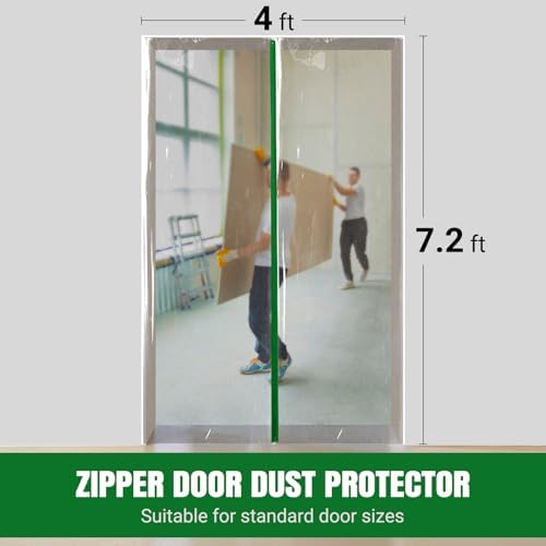 CALPALMY Plastic Zipper Door Dust Protector, 4 ft x 7 ft Heavy-Duty Plastic - Image 2