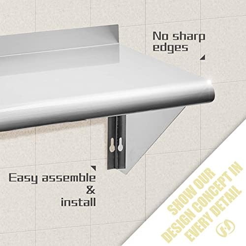 Hally Stainless Steel Shelf 18"x36" NSF Commercial Wall Mount Rack Shelving - Image 5