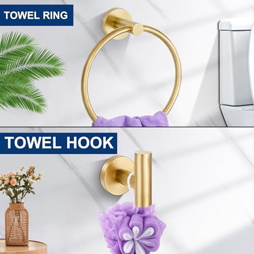 5 Pieces Bathroom Hardware Accessories Set Brushed Gold, 24Inch Bathroom Towel - Image 5
