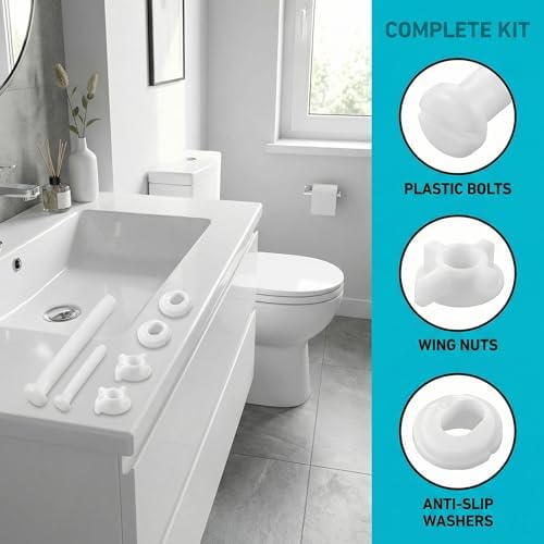 2 Pieces Plastic Toilet Seat Screws Plastic Bolts, Nuts & Washers Parts Kit - Image 3
